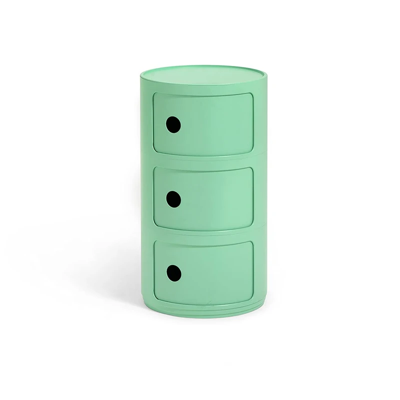 Kartell Componibili Bio, 3 elements Cabinet, Green, Ø 32 x H 58 cm