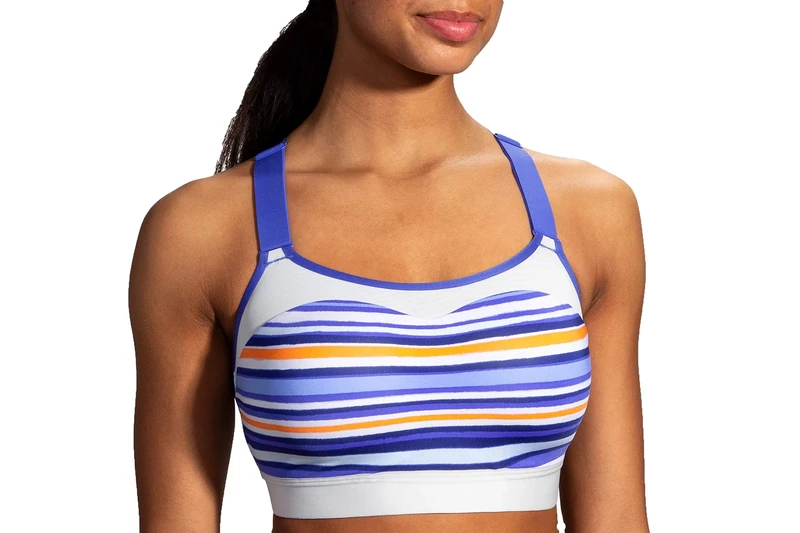 Brooks Dare Racerback Women’s Run Bra for High Impact Running, Workouts and Sports with Maximum Support - Multi Stripe/Ash - 30C