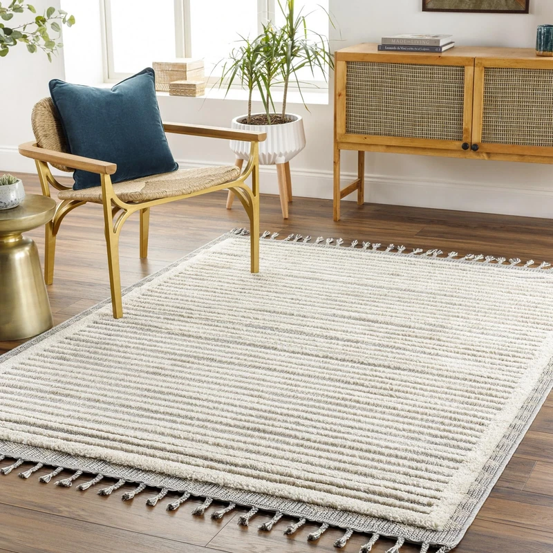 Surya Amarillo Geometric Rug - Modern Living Room, Dining Room, Bedroom - Soft Abstract Boho Rug, Short Pile Rug for Easy Care - Large Rug 167 x 220 cm, in Beige - Image 1