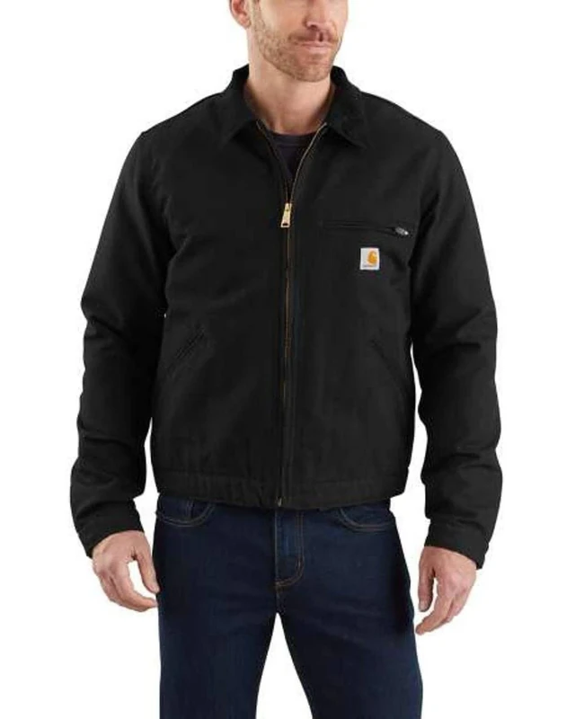 Carhartt Men's Relaxed Fit Duck Blanket Lined Detroit Jacket, Black, L