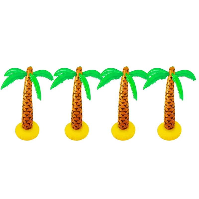 4 Pcs 6 ft Inflatable Palm Tree Party Decorations, Blow Up Tropical Hawaiian Pool and Beach Luau Props for Summer Parties, Tiki Events, Garden BBQ, Fancy Dress, Jungle Theme Decor and Photo Backdrops