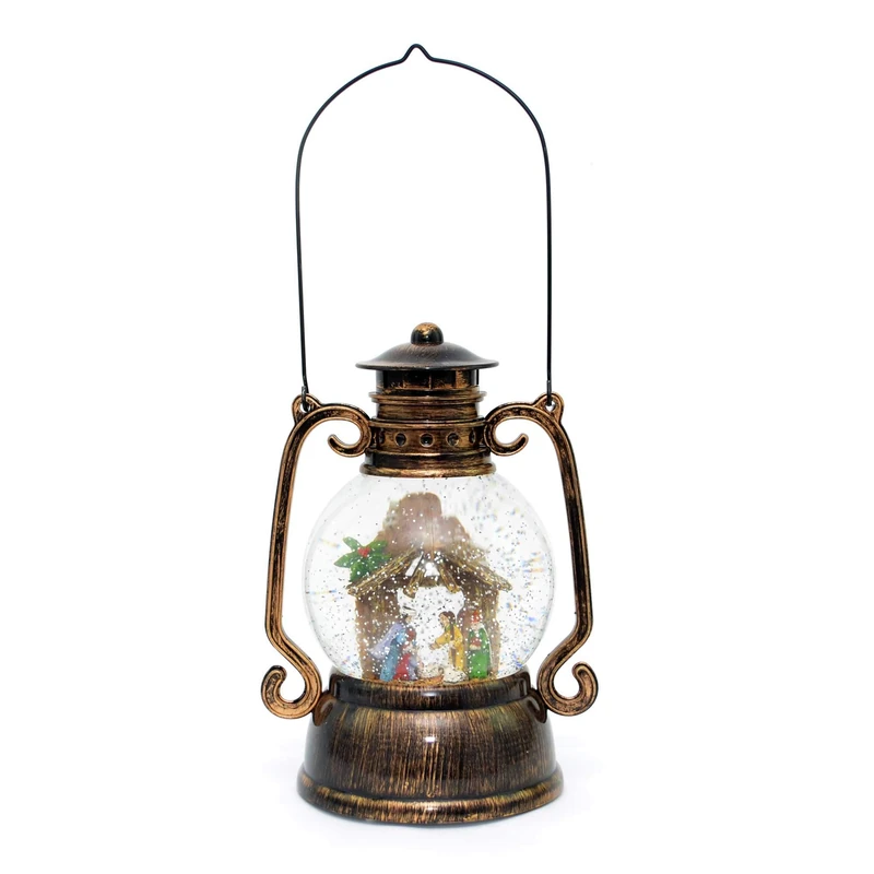 30CM Large Christmas Lights Up Musical LED Water Filled Swirling Glitter Lantern Xmas Light Nativity Decoration Xmas Home Décor Gifts 11" Snow Globe Battery Operated - Image 1