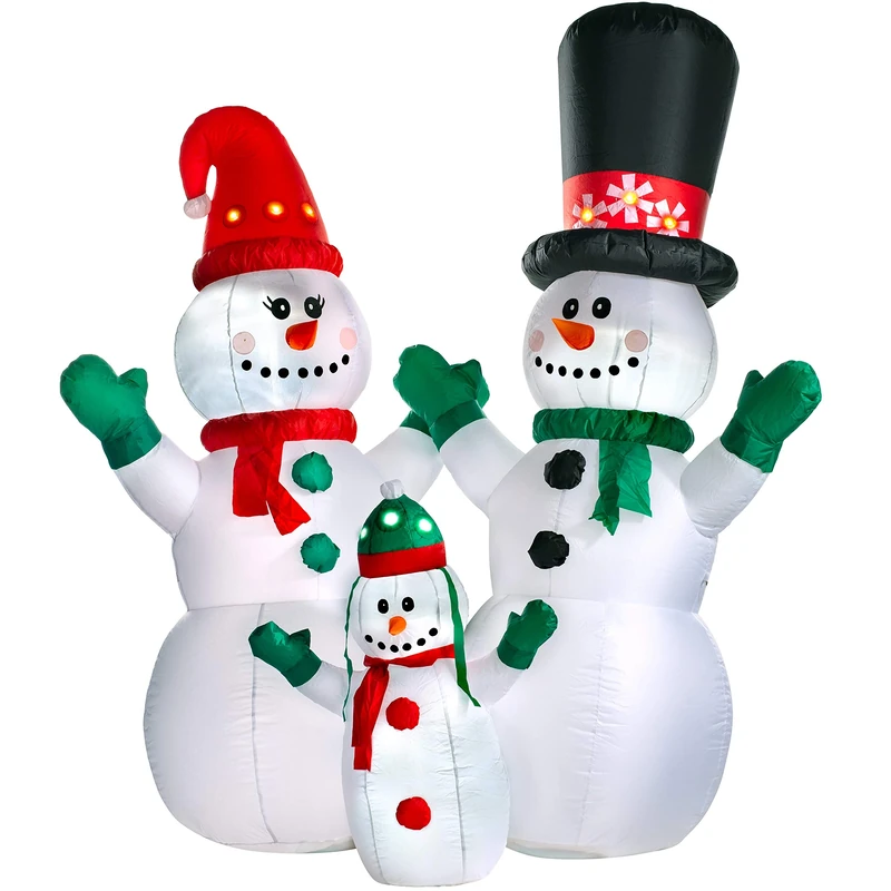 WeRChristmas Pre-Lit Flashing Inflatable Snowman Family, Multi-Colour