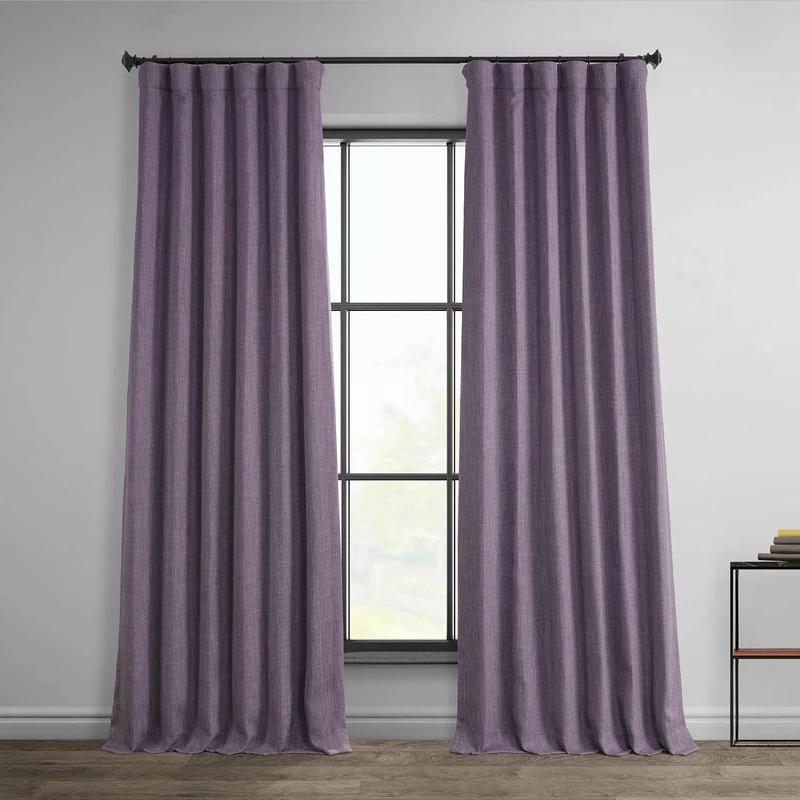 HPD Half Price Drapes Faux Linen Textured Room Darkening Curtains for Bedroom 108 Inches Long (1 Panel), 50W X 108L Curtains for Living Room Home Decor, Iris
