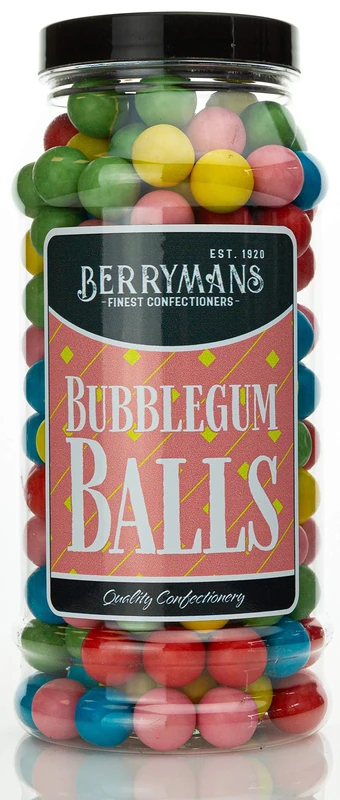 Original Gumballs Bubblegum Balls Bubble Gum Retro Sweets Gift Jar By Berrymans Sweet Shop - Classic Sweets, Traditional Taste.