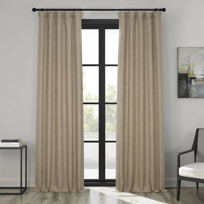 HPD Half Price Drapes Faux Linen Textured Room Darkening Curtains for Bedroom 108 Inches Long (1 Panel), 50W X 108L Curtains for Living Room Home Decor, Nomad Tan