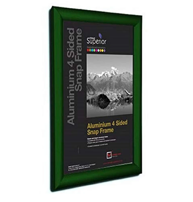 Stewart Superior A2 Aluminium 4 Sided 25mm Front Loading Picture/Poster Snap Frame - Green - Image 1