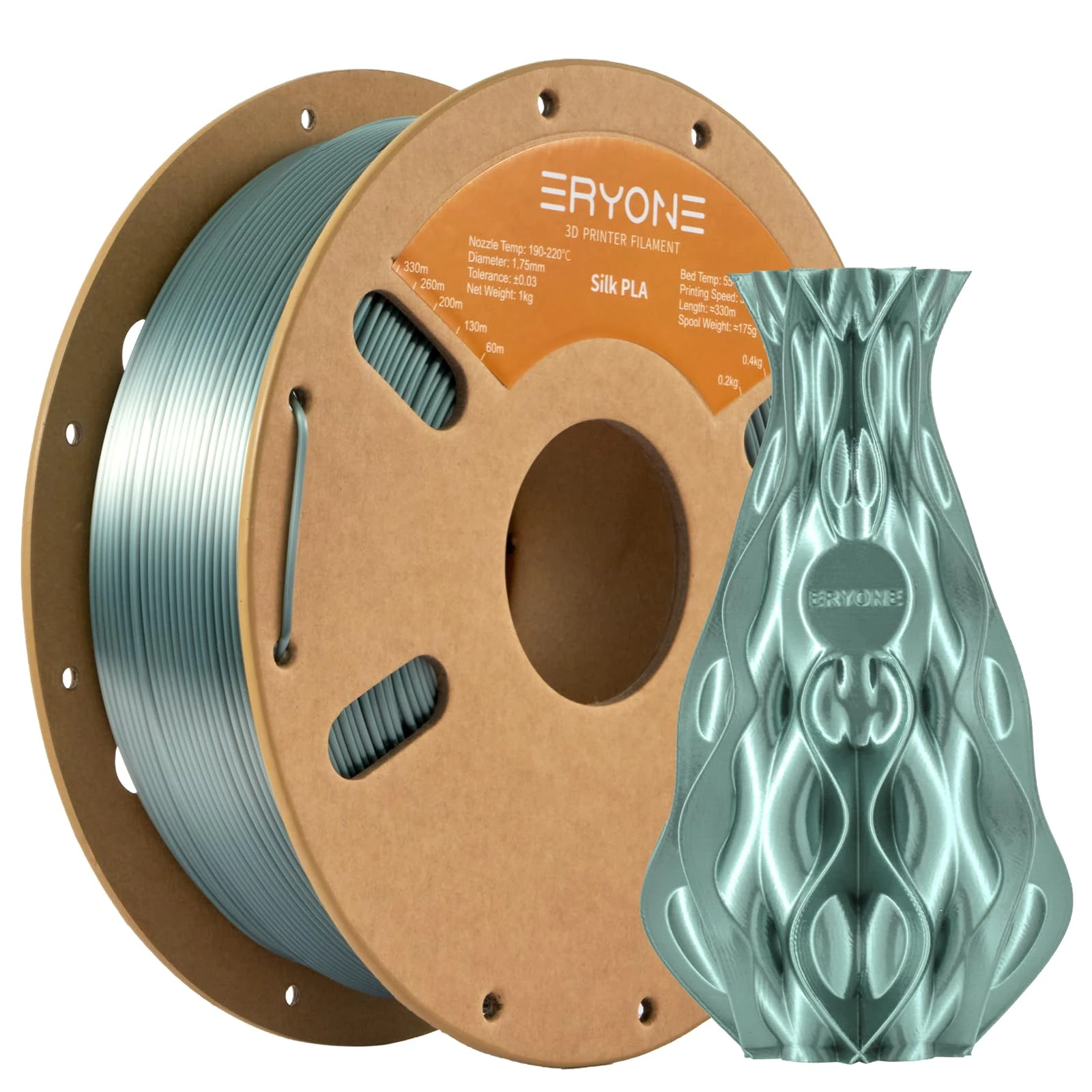 ERYONE Silk PLA Filament 1.75mm, 3D Printer Filament PLA, -0.03mm, 1kg(2.2lbs)/Spool, Silk Bronze