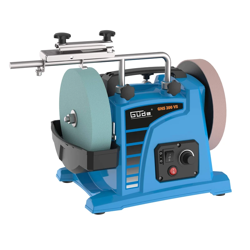 Güde 55247 GNS 200 VS Wet Grinder (230 V, 120 W, 200 mm Dry and Wet Sanding Disc), Blue, 45.5 x 28 x 37 cm