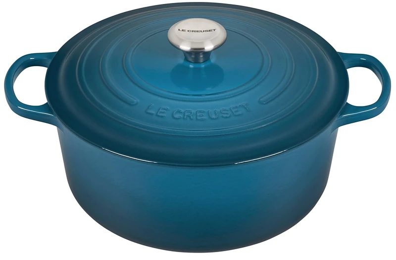 Le Creuset Signature Enamelled Cast Iron Round Casserole Dish With Lid, 28 cm, 6.7 Litre, Deep Teal, 21177286422430