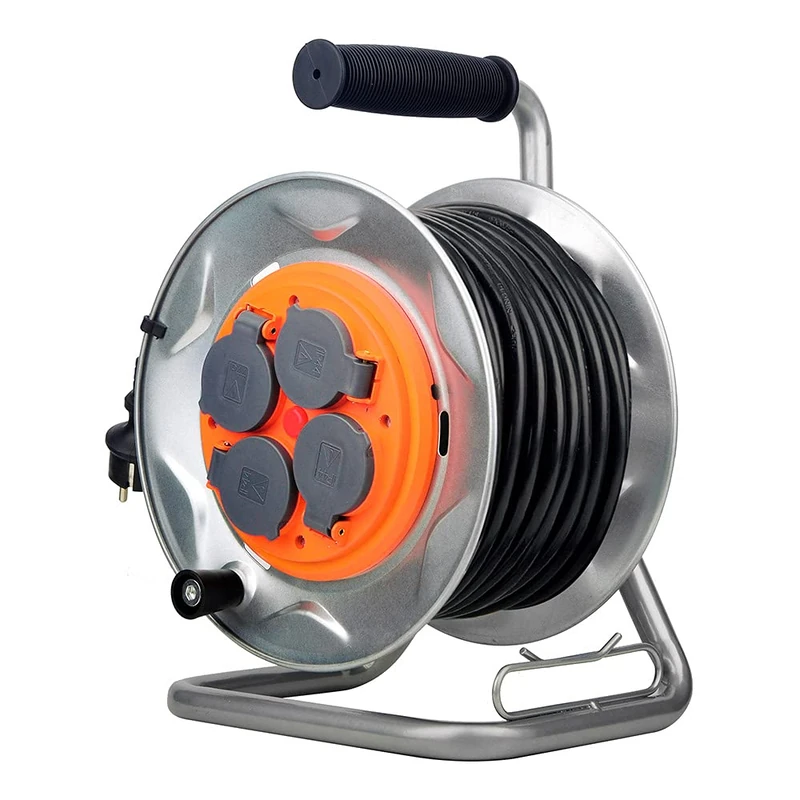 IP44 Construction Reel with 4 Sockets 16A 3G2.5mm² – Orange – Zenitech (25 m)