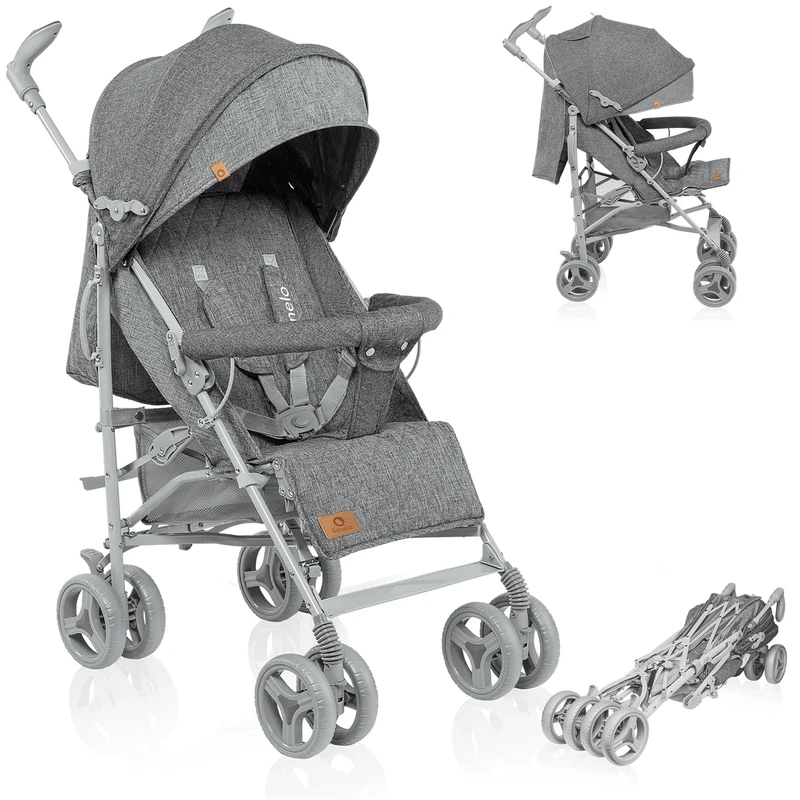 LIONELO Stroller IRMA Lightweight & Foldable Pram for Baby up to 3 Years Old, Lie-Flat Function, 5-Point Harness, Large 6-inch Wheels, Mosquito Net, Large Basket and Hood, Rotating Handles, Pushchair