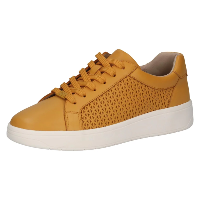 CAPRICE Women's Low-top Leather Sneakers with Laces, Yellow (Yellow Nappa), 4 UK