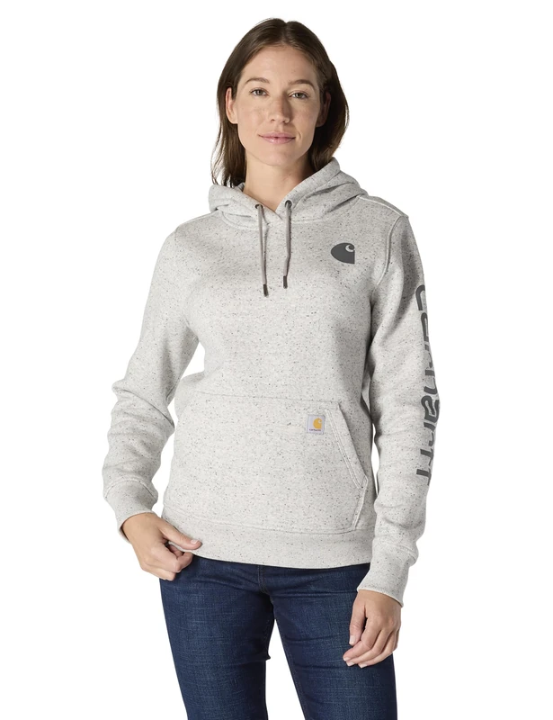 Carhartt, Women's, Relaxed Fit Midweight Logo Sleeve Graphic Sweatshirt, Asphalt Heather Nep, L