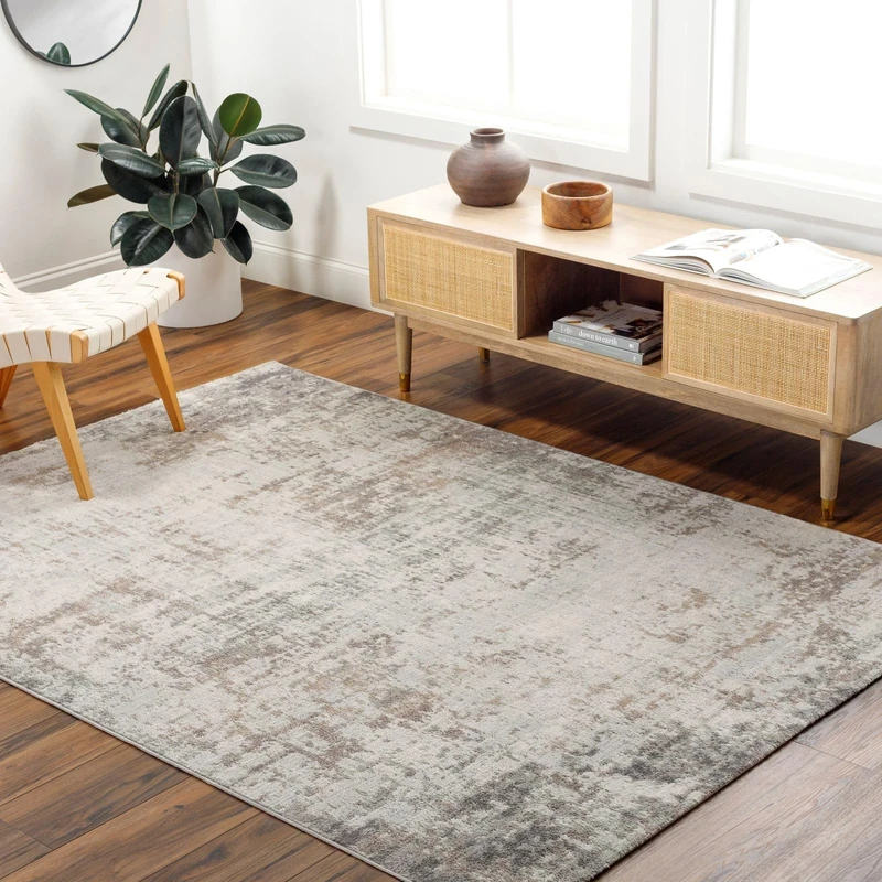 Livabliss Utrecht Abstract Rug - Area Rugs Living Room 160x215 cm, Dining Room, Lounge, Kitchen, Bedroom - Modern Marble Large Rug, Soft Luxurious Easy Care Medium Pile, Cream, Brown and Grey