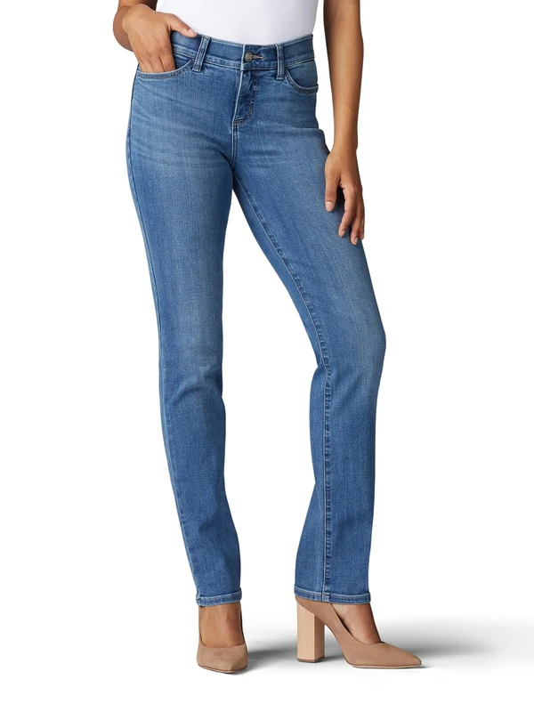 Lee Women's Plus Size Flex Motion Regular Fit Straight Leg Jean, Juniper, 20W