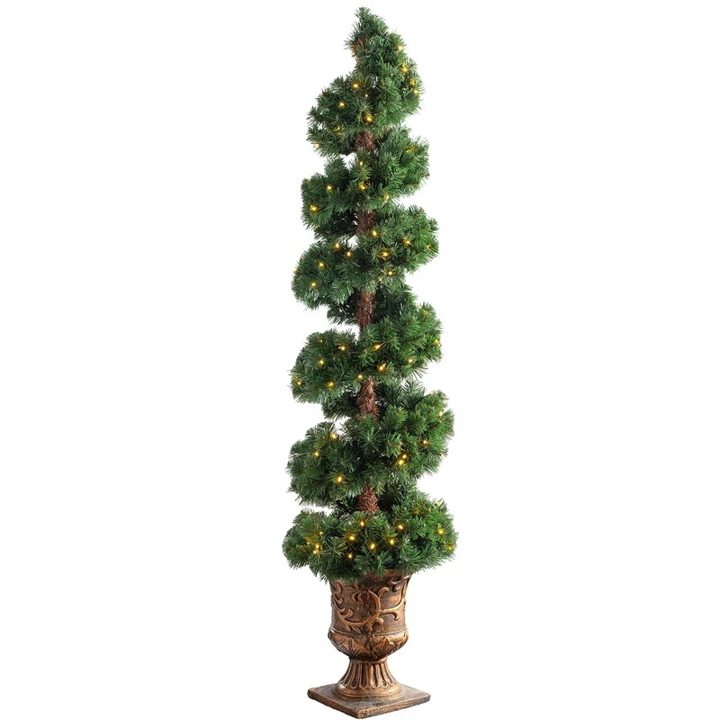 Pre-Lit Spiral Potted Christmas Tree with 150 LED Lights