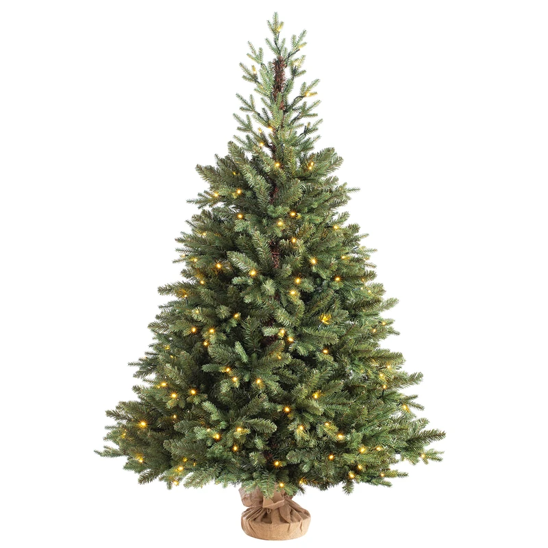 WeRChristmas Norway Spruce Potted Christmas Tree with 130 Chasing Warm LED Lights, Multi-Colour, 4 feet/1.2m