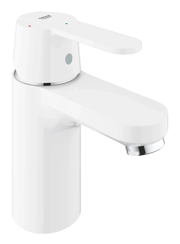 GROHE Get Single-Lever Basin Mixer, S-Size, Water- and Energy-Saving, with Push-Open Pop-Up Waste Set Moon White Easy to Install 23586LS0