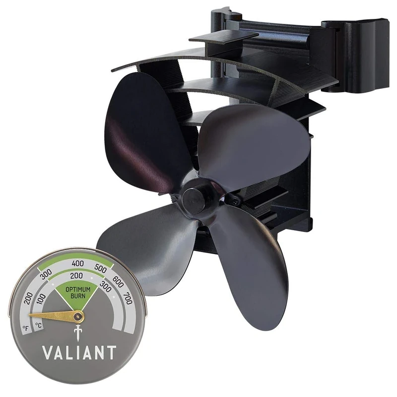 Valiant Magnetic Flue Pipe Stove Fan and Green Thermometer Twin Pack