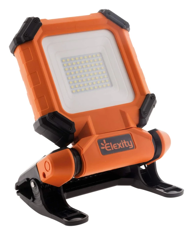 Elexity - 15W 1700lm IP54 Battery Construction Floodlight, Orange - Image 1