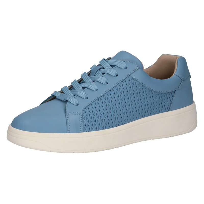 CAPRICE women's low-top leather sneakers with laces, Blue (Lt.Blue Nappa), 7.5 UK