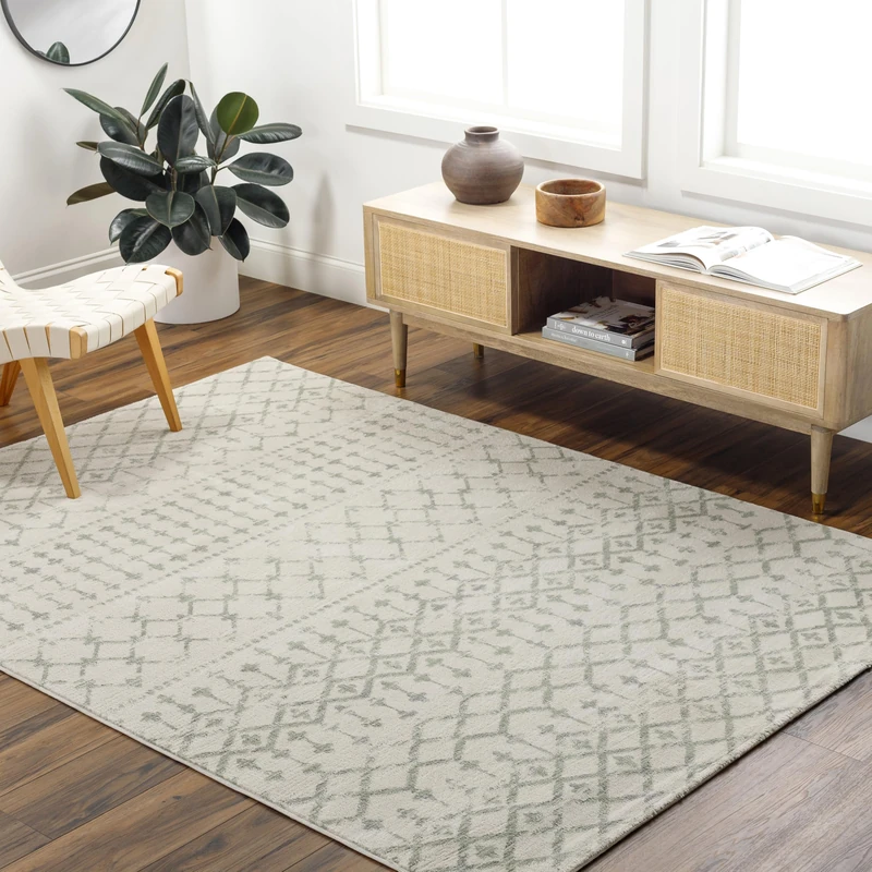 Livabliss Rieux Geometric Rug - Scandi Area Rugs Living Room 160x215 cm, Dining, Kitchen - Neutral, Abstract Patterned Rugs, Boho Style, Easy Care Pile - Large Rug, Cream and Grey