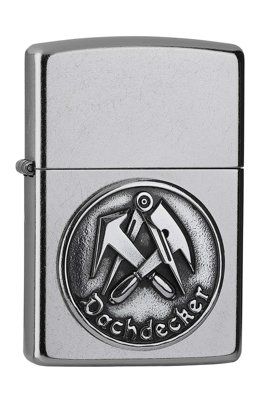 Zippo Windproof Lighter - Roofer, Street Chrome, Emblem - Refillable - Reusable - Windproof Design - Gift Box - Made in USA
