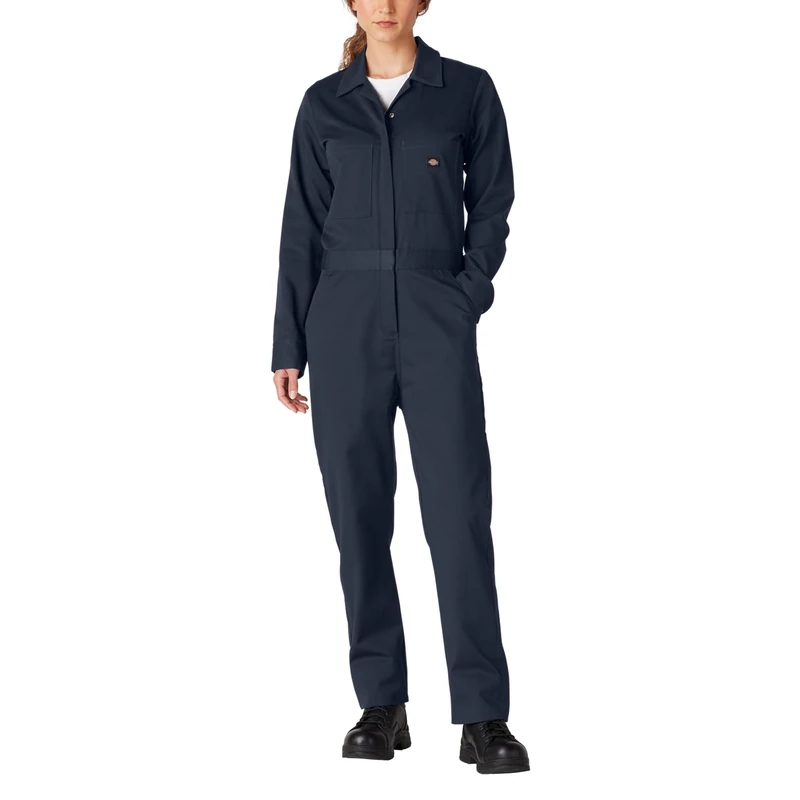 Dickies Women's Long Sleeve Cotton Twill Work Utility Coveralls, Dark Navy, L UK