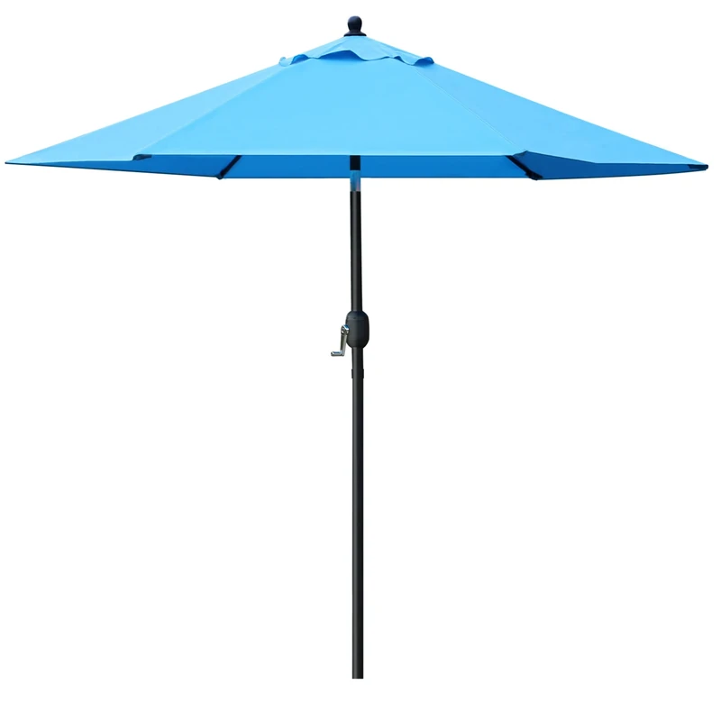 Sunnyglade 7.5' Patio Umbrella Outdoor Table Market Umbrella with Push Button Tilt/Crank, 6 Ribs (Blue)