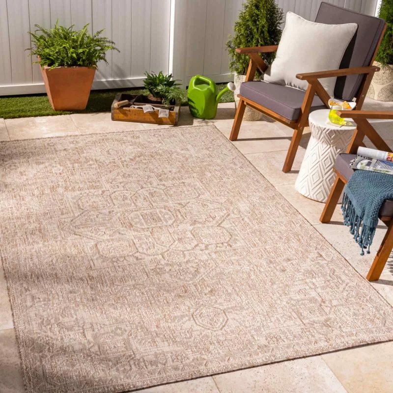 Livabliss Tielt Indoor Outdoor Rug - Large Boho Rugs for Living Room 160x213 cm Dining, Kitchen Carpet, Patterned Neutral and Coloured Rugs, Waterproof, Stain Durable - Vanilla, Cream