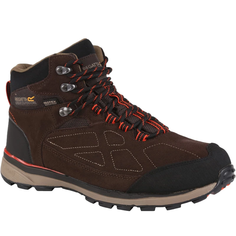 Regatta Mens Samars Suede Waterproof Trekking Boots Peat/BrtSalm 10