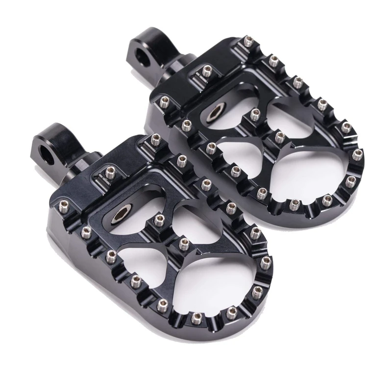 CNC Wide Foot Pegs 360° Roating MX Chopper Bobber Style for Harley Dyna Sportster Fatboy Iron 883,Black