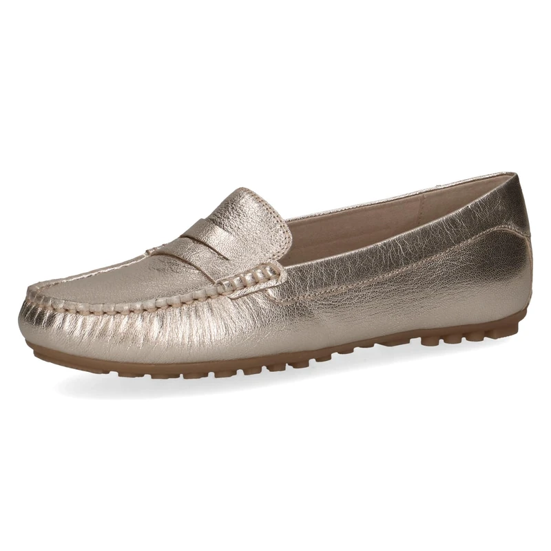 CAPRICE Women's Leather Moccasins Elegant, Metallic (Platin Metal.), 3.5 UK