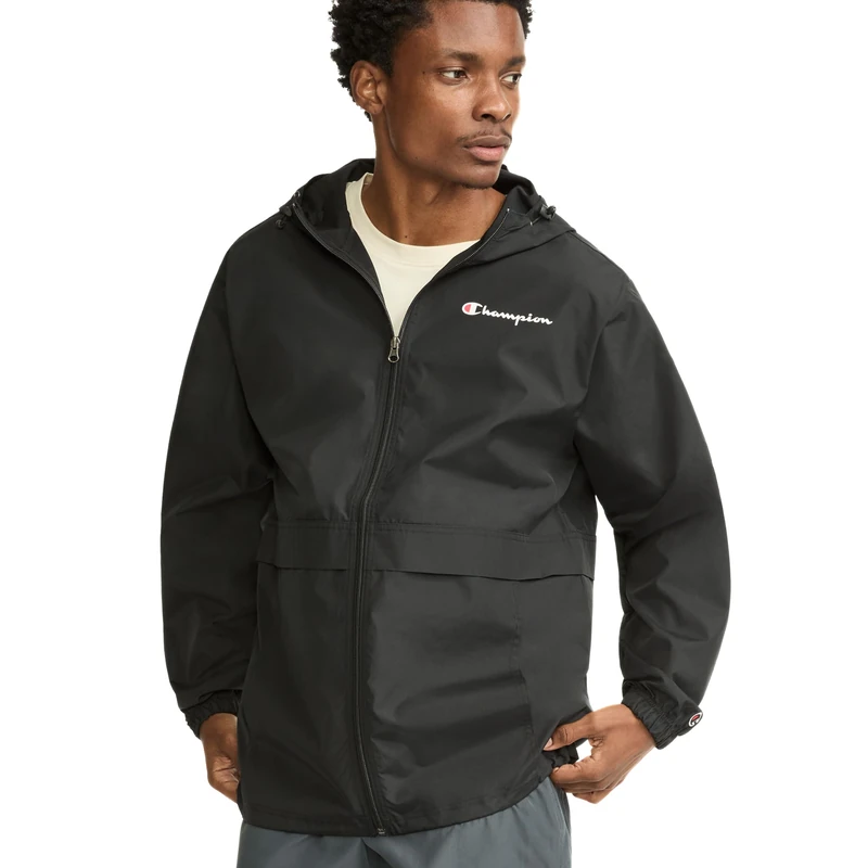 Champion Men's Full Zip Jacket, Black Small Script, S