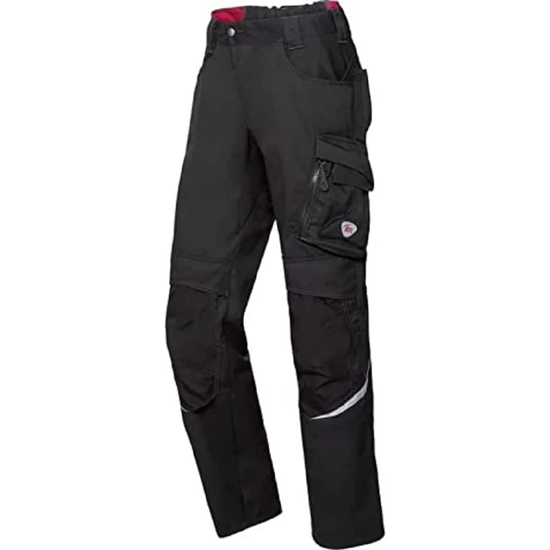 BP 1608-559-81 Bib & Brace, Stretch Braces With Clip Fastenings, 245,00 G/M², Fabric Blend, Red/Black, Size 37/38N