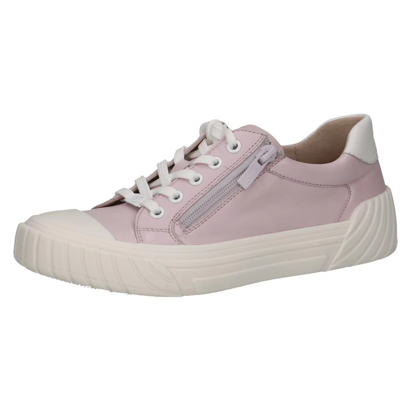CAPRICE Women's Low-top Leather Sneakers with Zipper, Pink (Lt.Purple Comb), 4 UK