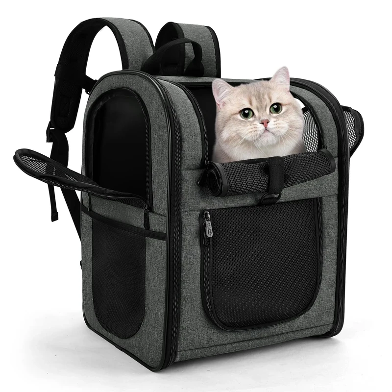 Apollo Walker Pet Carrier Backpack for Large/Small Cats and Dogs, Puppies, Safety Features and Cushion Back Support | for Travel, Hiking, Outdoor Use (Gray)