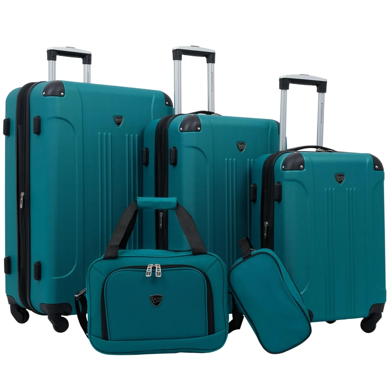 Travelers Club Chicago Hardside Expandable Spinner Luggages, Teal, 5 Piece Set, Chicago Hardside Expandable Spinner Luggage