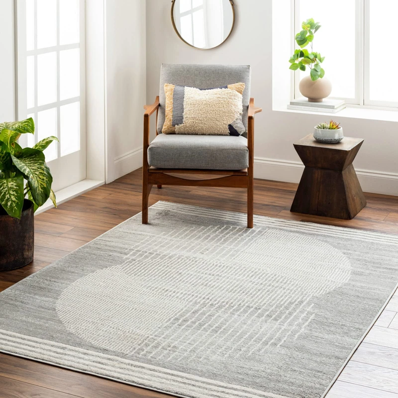 Livabliss Mombasa Geometric Rug - Scandi Area Rugs Living Room 160x216 cm, Dining, Kitchen - Neutral, Abstract Patterned Rugs, Boho Style, Easy Care Pile - Large Rug, Grey, Cream, Charcoal