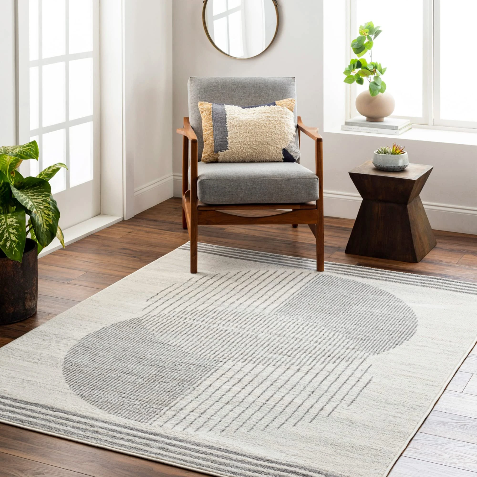 Livabliss Mombasa Geometric Rug - Scandi Area Rugs Living Room 160x216 cm, Dining, Kitchen - Neutral, Abstract Patterned Rugs, Boho Style, Easy Care Pile - Large Rug, Cream, Grey and Beige