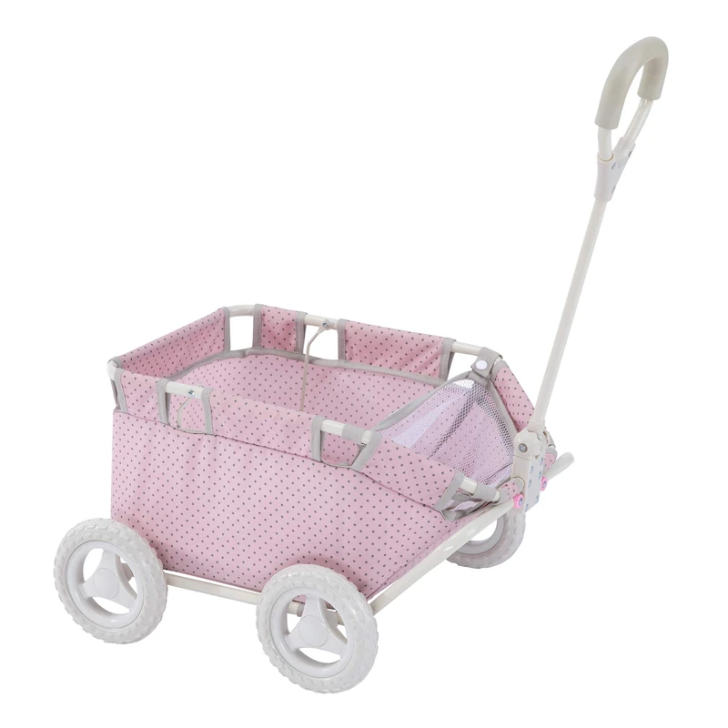 Olivia's Little World Polka Dots Baby Doll Pull Along Wagon Trolley Toy Cart OL-00007
