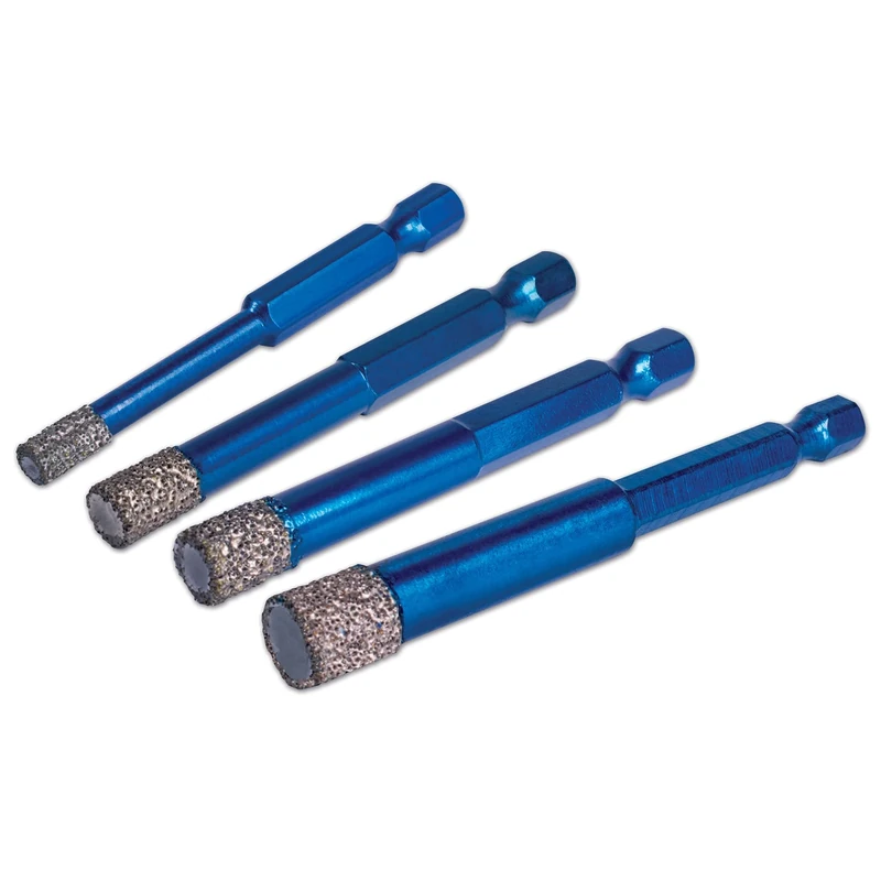 Mexco Wax filled Diamond Tile Drill Bit Multipack with Hex Fit for Drilling Porcelain, Ceramic, Stone – 5.5mm, 6mm, 7mm & 8mm