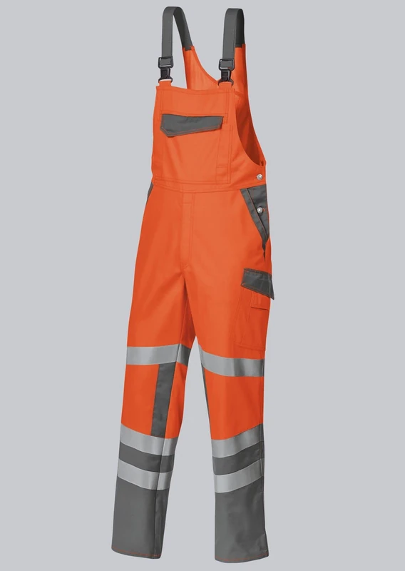 BP 1802-720-70 Bib & Brace, Stretch Braces With Clip Fastenings, 305,00 G/M², Reinforced Cotton, Olive Green/Anthracite, Size 45/46N