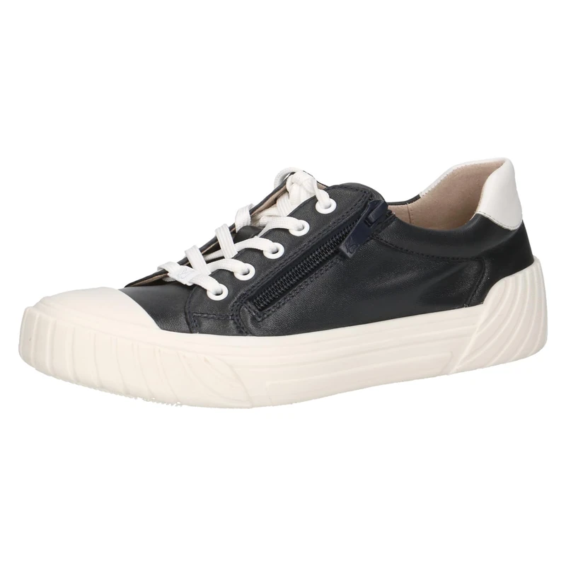 CAPRICE Women's Low-top Leather Sneakers with Zipper, Blue (Ocean Comb), 6.5 UK