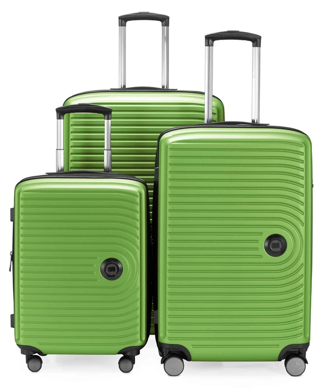 HAUPTSTADTKOFFER Mitte - Set of 3 Suitcases - Hand Luggage Suitcase 55 cm, Medium Suitcase 68 cm + Large Travel Suitcase 77 cm, Hard Shell ABS, TSA, Apple Green
