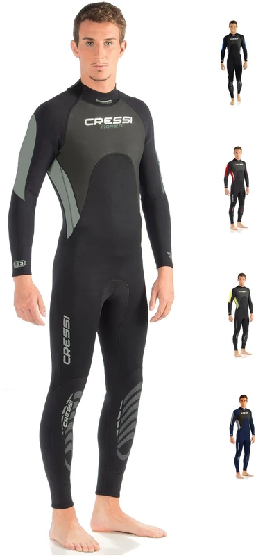 Cressi Men's Morea Man 3mm Premium Neoprene Full Length Wetsuit, Black/Grey/Silver, S UK
