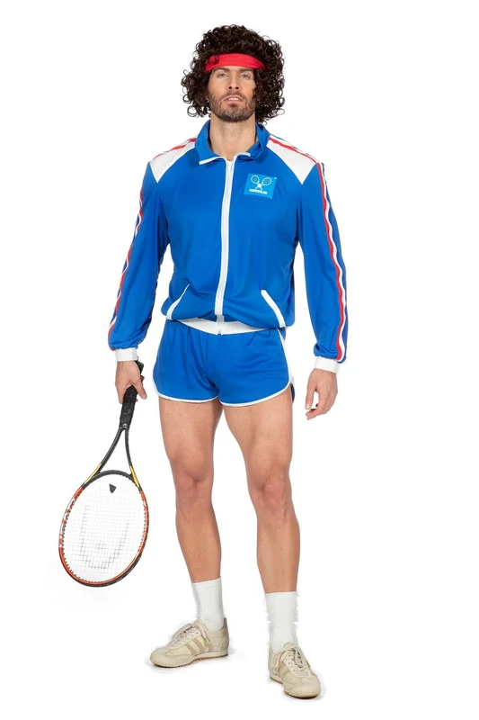 WILBERS & WILBERS 5160-80s Tennis Outfit, Shorts and Jacket, Carnival Costume Men