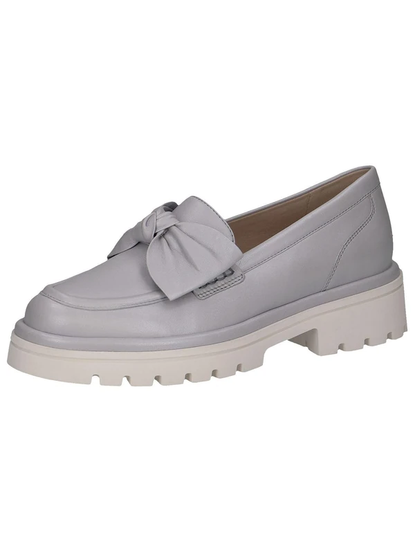 CAPRICE Ladies Leather Bow Loafers, Lt Blue Pearl, 7 UK