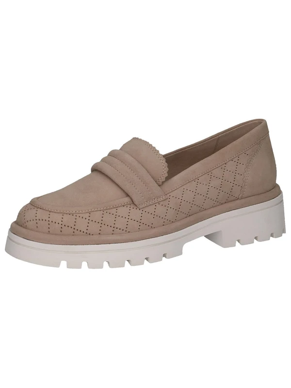 CAPRICE Women's Leather Loafers with Block Heel, Beige (Sand Suede), 7.5 UK - Image 1